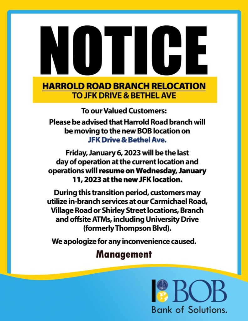 BOB Branch Location Move BISX Bahamas International Securities Exchange